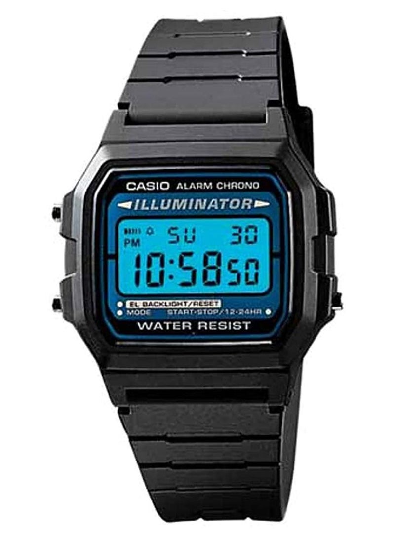 كاسيو ساعة يد رقمية بسوار من الراتينج طراز F-105W-1ADF( مقاس 34 مم - لون أسود للرجال - Image 1