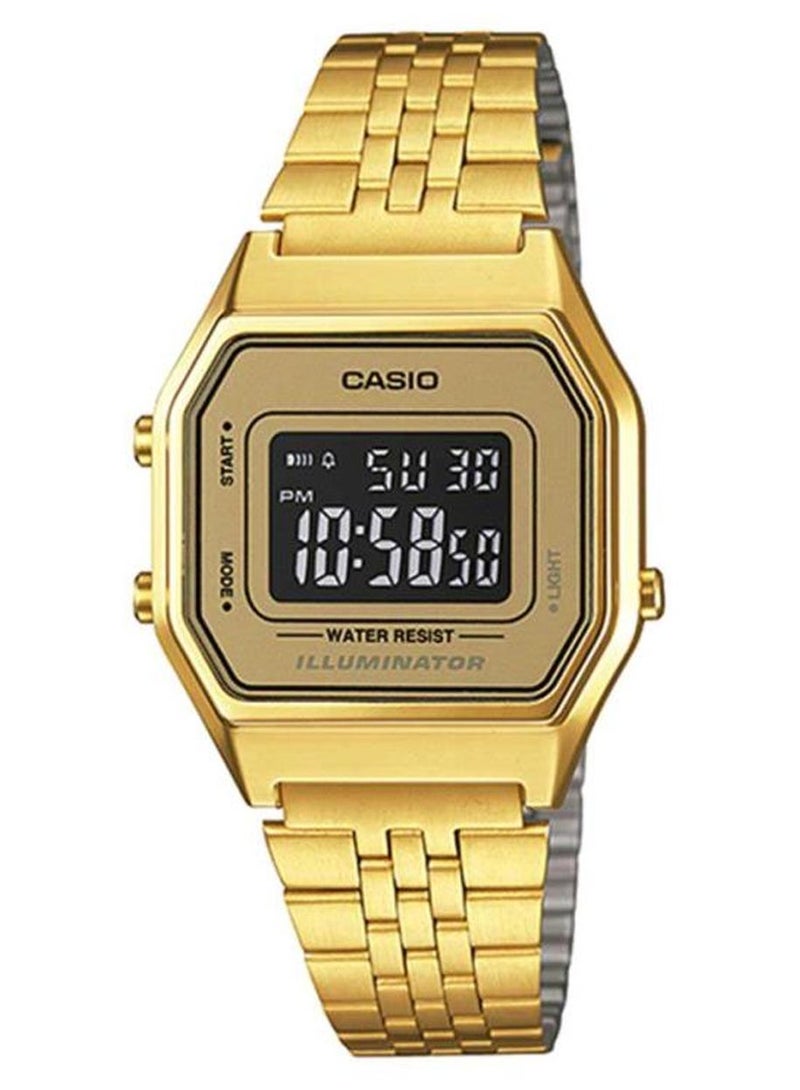 كاسيو ساعة يد رقمية مقاومة للماء طراز LA680WG-9BDF - مقاس 34 مم - لون ذهبي للنساء - Image 1