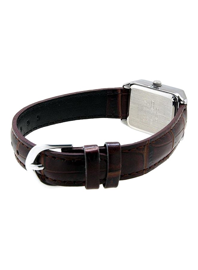 كاسيو ساعة يد بعقارب وسوار من الجلد طراز LTP-V007L-9E - قياس 31 مم - لون بني للنساء - Image 2