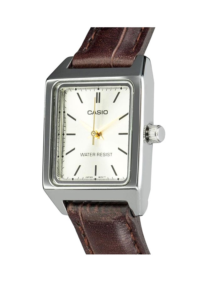 كاسيو ساعة يد بعقارب وسوار من الجلد طراز LTP-V007L-9E - قياس 31 مم - لون بني للنساء - Image 4