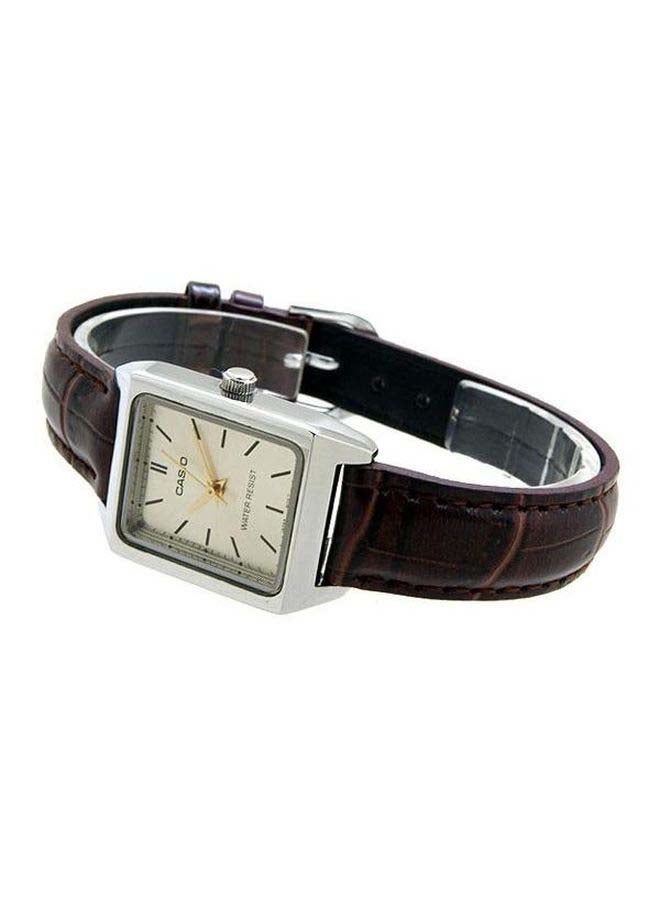 كاسيو ساعة يد بعقارب وسوار من الجلد طراز LTP-V007L-9E - قياس 31 مم - لون بني للنساء - Image 3