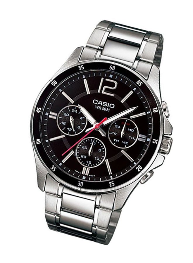 كاسيو ساعة رجالي مقاومة للماء كرونوغراف MTP-1374D-1AVDF - 44 ملم - فضي للرجال - Image 5