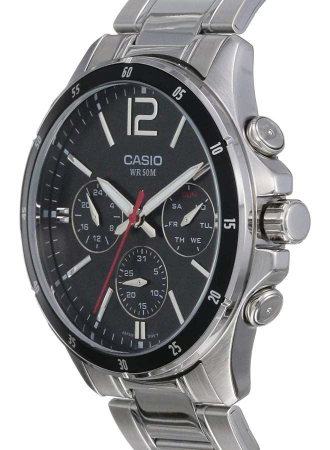 كاسيو ساعة رجالي مقاومة للماء كرونوغراف MTP-1374D-1AVDF - 44 ملم - فضي للرجال - Image 4