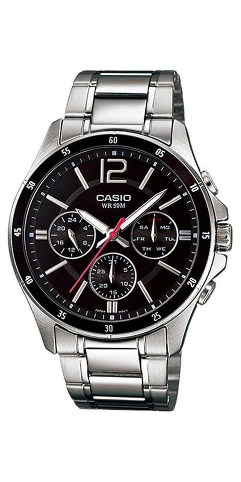 Men's Water Resistant Chronograph Watch MTP-1374D-1AVDF - 44 mm - Silver