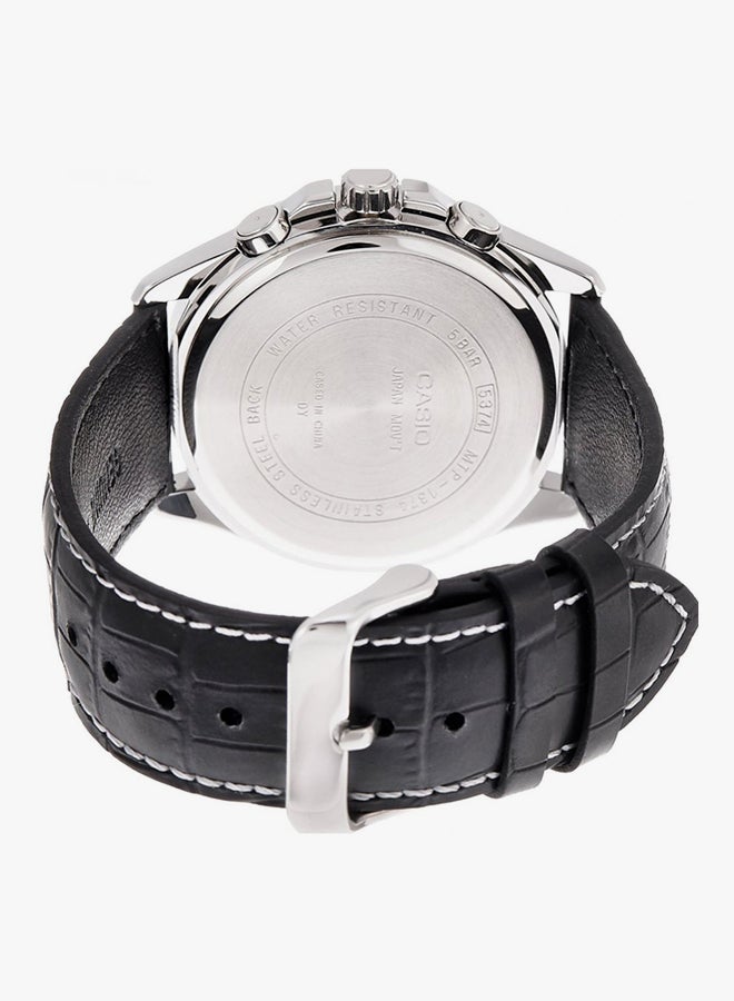 كاسيو ساعة يد بعقارب وسوار من الجلد مقاومة للماء طراز MTP-1374L-1ADF - 47 مم - لون أسود للرجال - Image 2