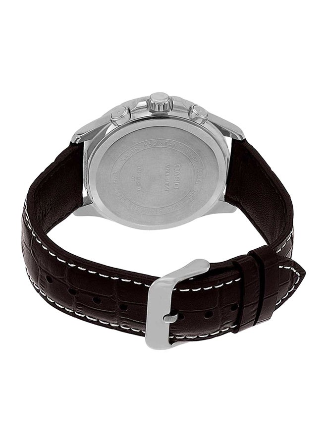 CASIO Men's Water Resistant Leather Band Chronograph Watch MTP-1374L-7A1DF - 44 mm - Brown - Image 2