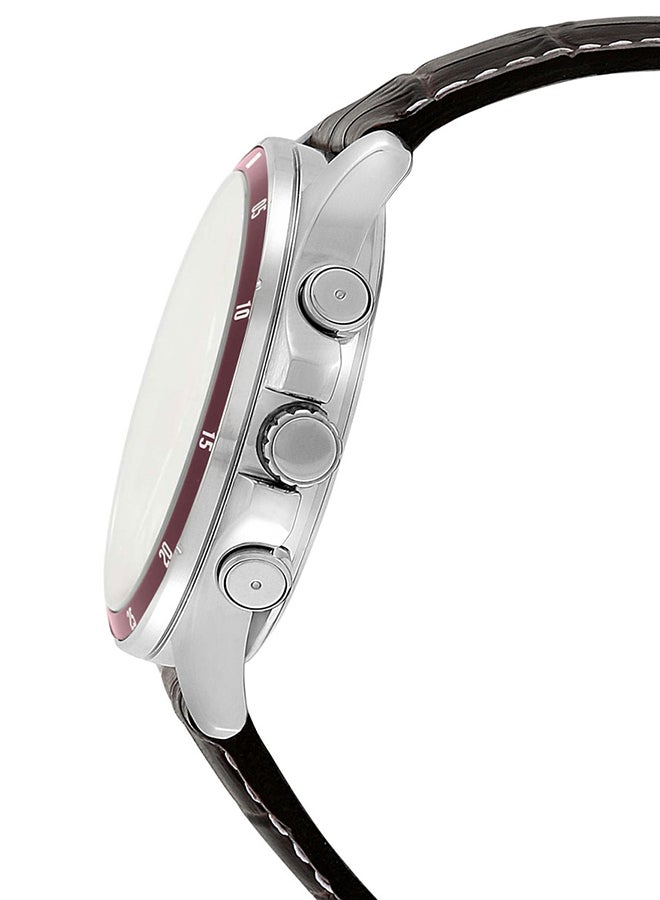 CASIO Men's Water Resistant Leather Band Chronograph Watch MTP-1374L-7A1DF - 44 mm - Brown - Image 4