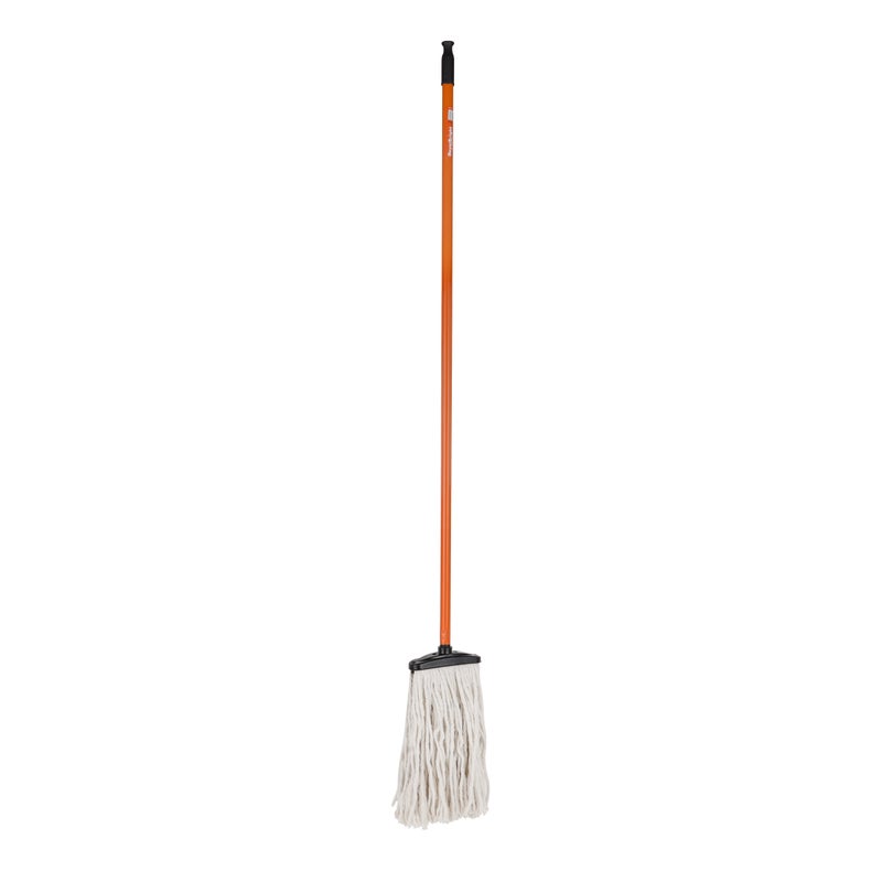 Royalford Royal Bright Professional Mop Medium Handle 120 Cm Premium Quality Material Made In Turkey Multicolor Red Stick And White Cotton 2kg  - Image 1