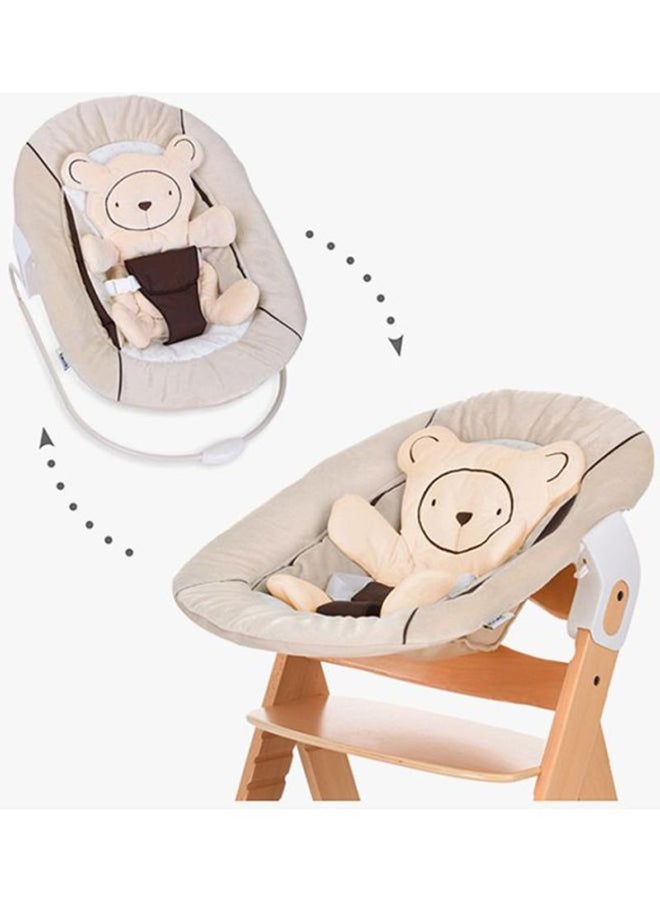 hauck Alpha Bouncer 2 In 1 Newborn Set, Cosy Baby Rocker From Birth, Compatible With Wooden Grow - Along High Chair Alpha+, Beta+, Seat Minimizer, Hearts - Beige  - Image 4