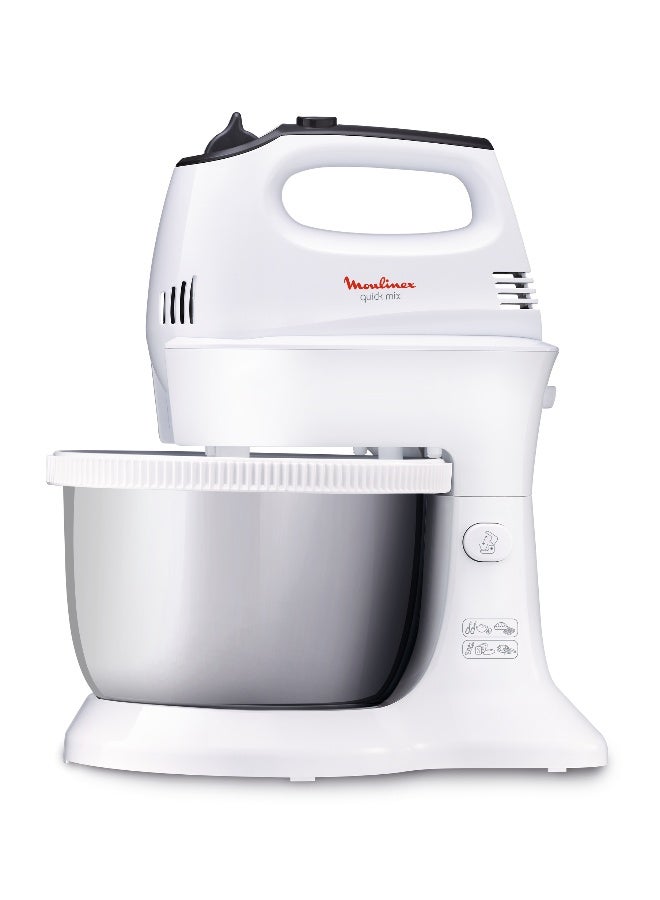 Moulinex Electric Quick Mix Hand Mixer With 5 Speeds And Turbo 3.5 L 300 W HM312127 White / Dark Grey - Image 3
