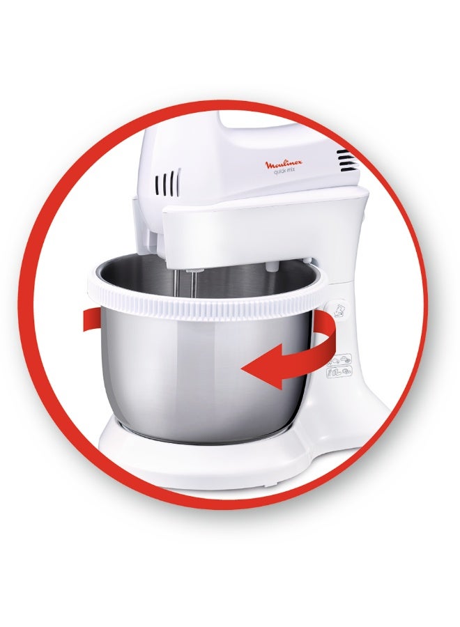 Moulinex Electric Quick Mix Hand Mixer With 5 Speeds And Turbo 3.5 L 300 W HM312127 White / Dark Grey - Image 4