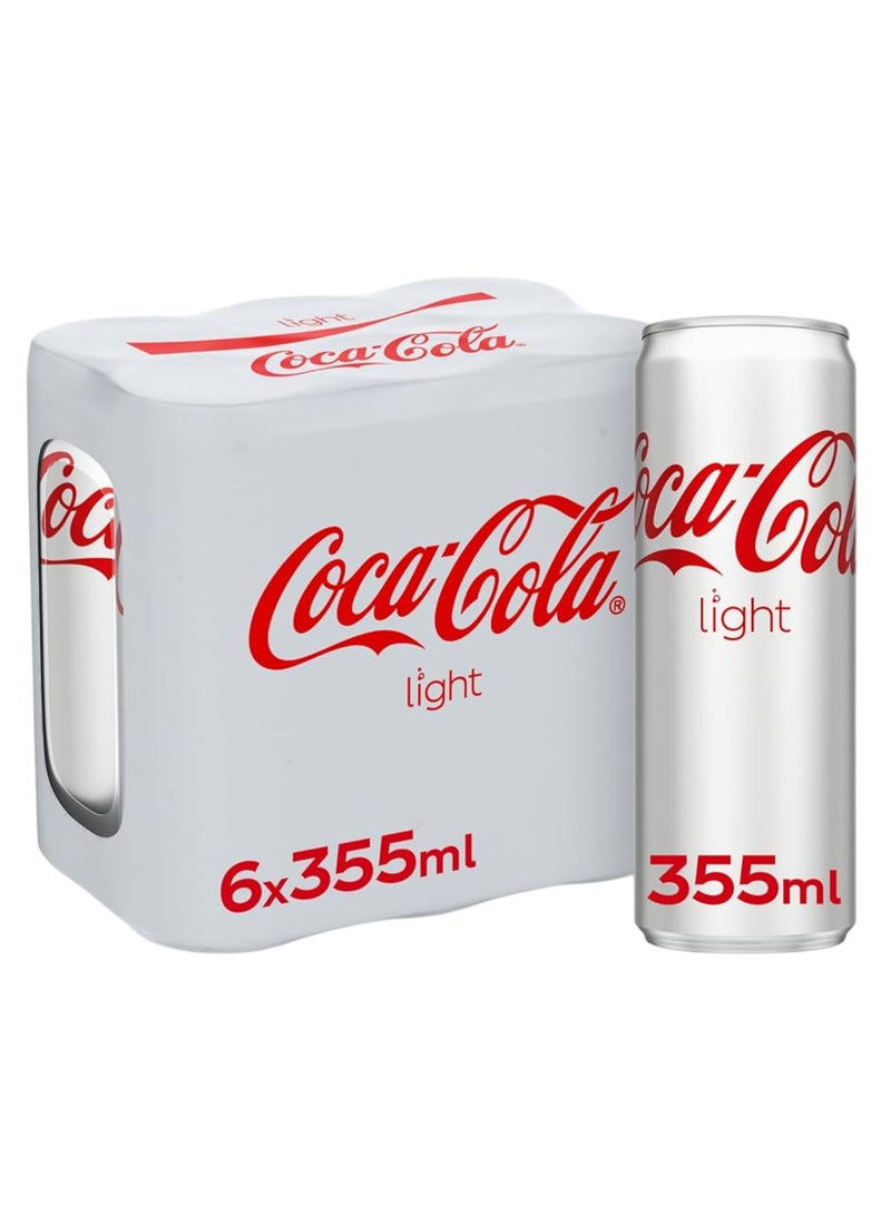 Coca-Cola Light Carbonated Soft Drink Can 355ml Pack of 6 - Image 1