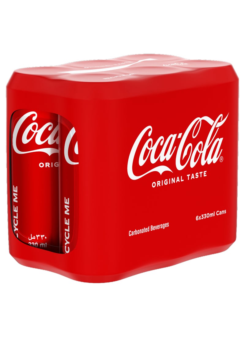 Coca-Cola Original Taste Carbonated Soft Drink Can 330ml Pack of 6 - Image 2