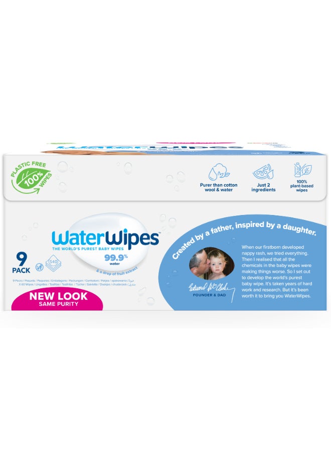 Original Plastic Free Baby Wipes, 540 Wet Wipes, 99.9% Water Based And Unscented For Sensitive Skin Pack of 9 - pnsku/N14446388A/45/_/1715725450/3129686d-3f66-406b-b937-46bbfaa28d08