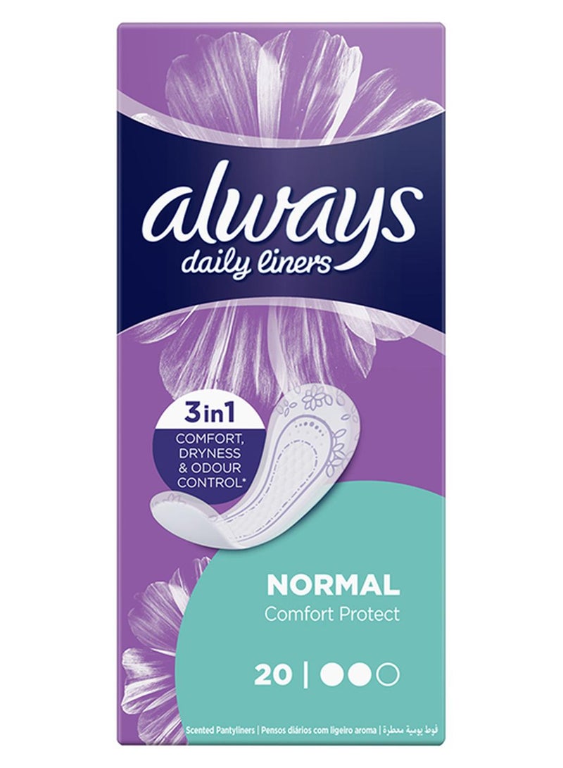 Always Daily Liners Comfort Protect Pantyliners, Normal, 20 Count Normal - Image 1