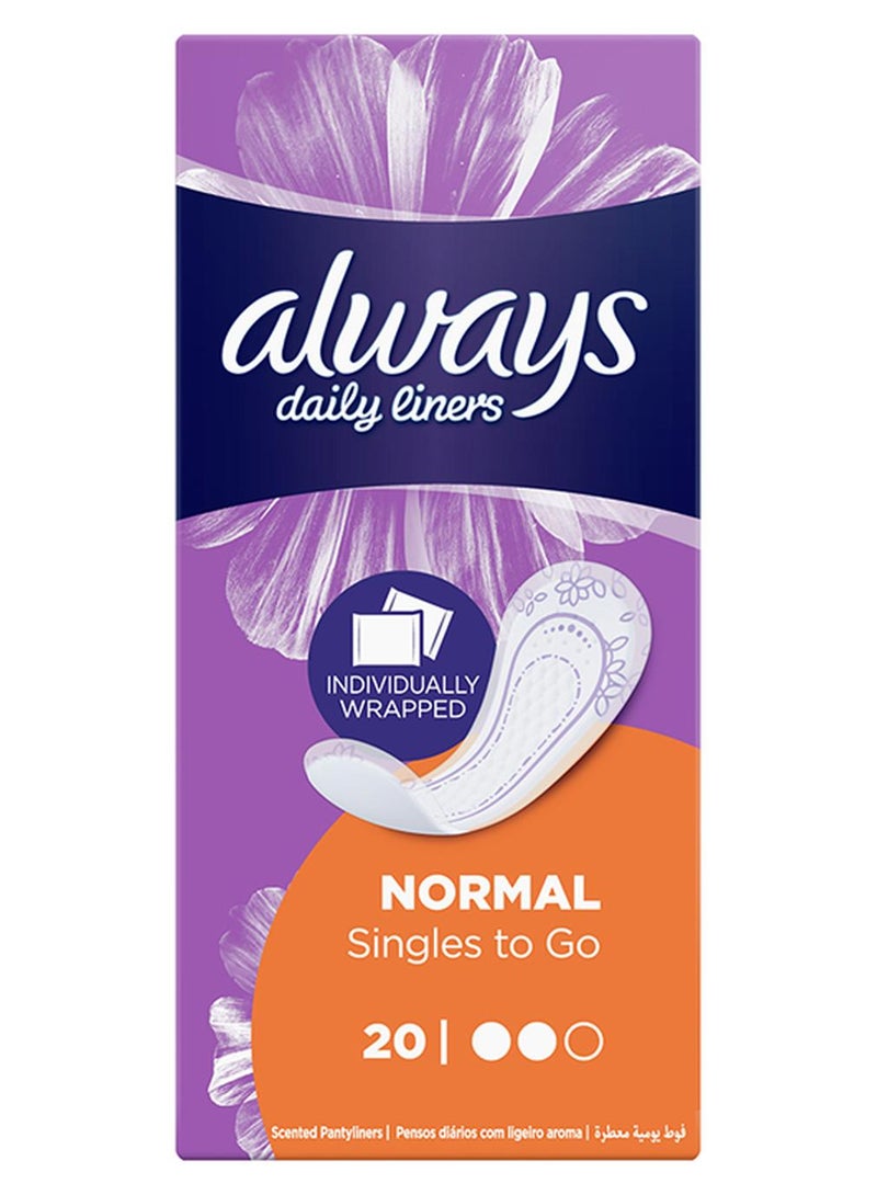 Always Daily Liners Individually Wrapped Pantyliners 20 Count - Image 1