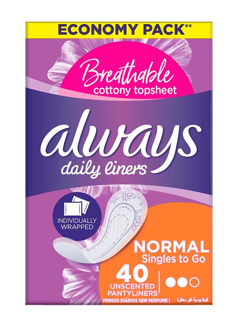 Always Daily Liners Comfort Protect Individually Wrapped Pantyliners, 40 Count - Image 1