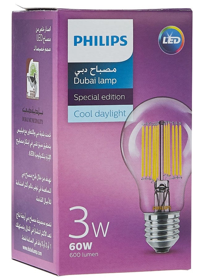 Philips - Dubai Lamp Led A60 3-60W E27 Cl Nd 865 Coolday Light Clear/Silver/Yellow - Image 1