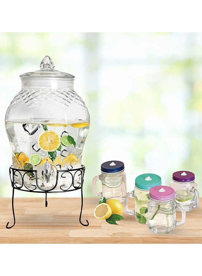 Feelings 5-Piece Juicer Dispenser With Sipper Glass Set Clear 8.5Liters  - Image 4