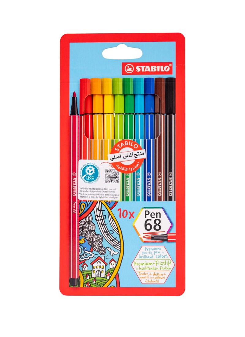 STABILO 10-Piece 68 Fibre-Tip Pen Multicolour - Image 1