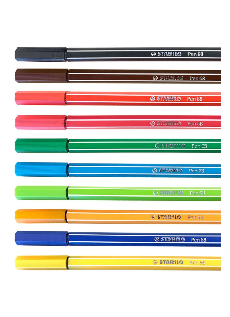 STABILO 10-Piece 68 Fibre-Tip Pen Multicolour - Image 3