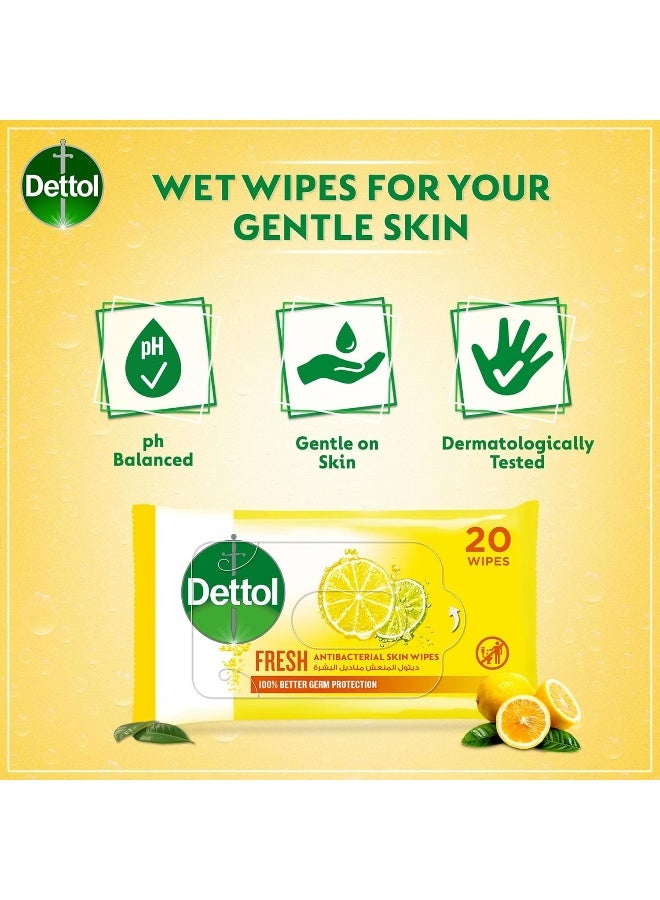 Dettol Fresh Antibacterial Skin Wipes Yellow - Image 2