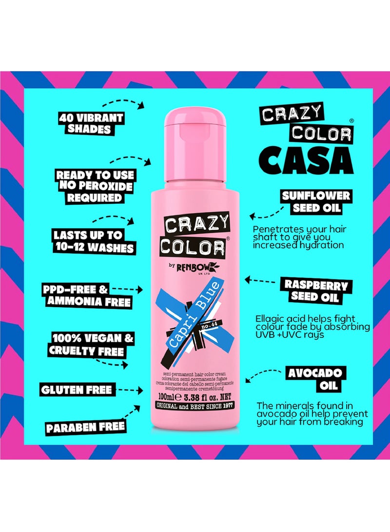 Crazy Color Temporary Hair Colour 44 Capri Blue 100ml  - Image 5