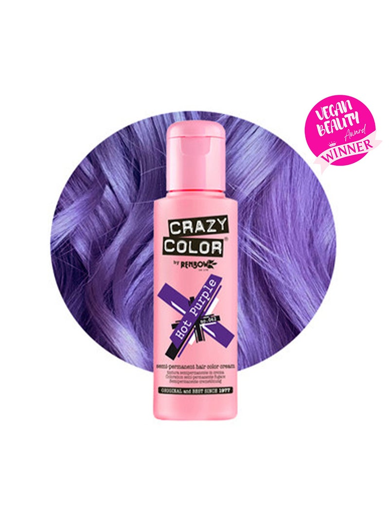 Crazy Color Semi Permenant Hair Colour Cream Hot Purple 100ml  - Image 1
