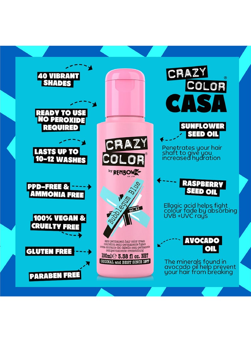Crazy Color Hair Colour Bubblegum Blue 63 100ml  - Image 5