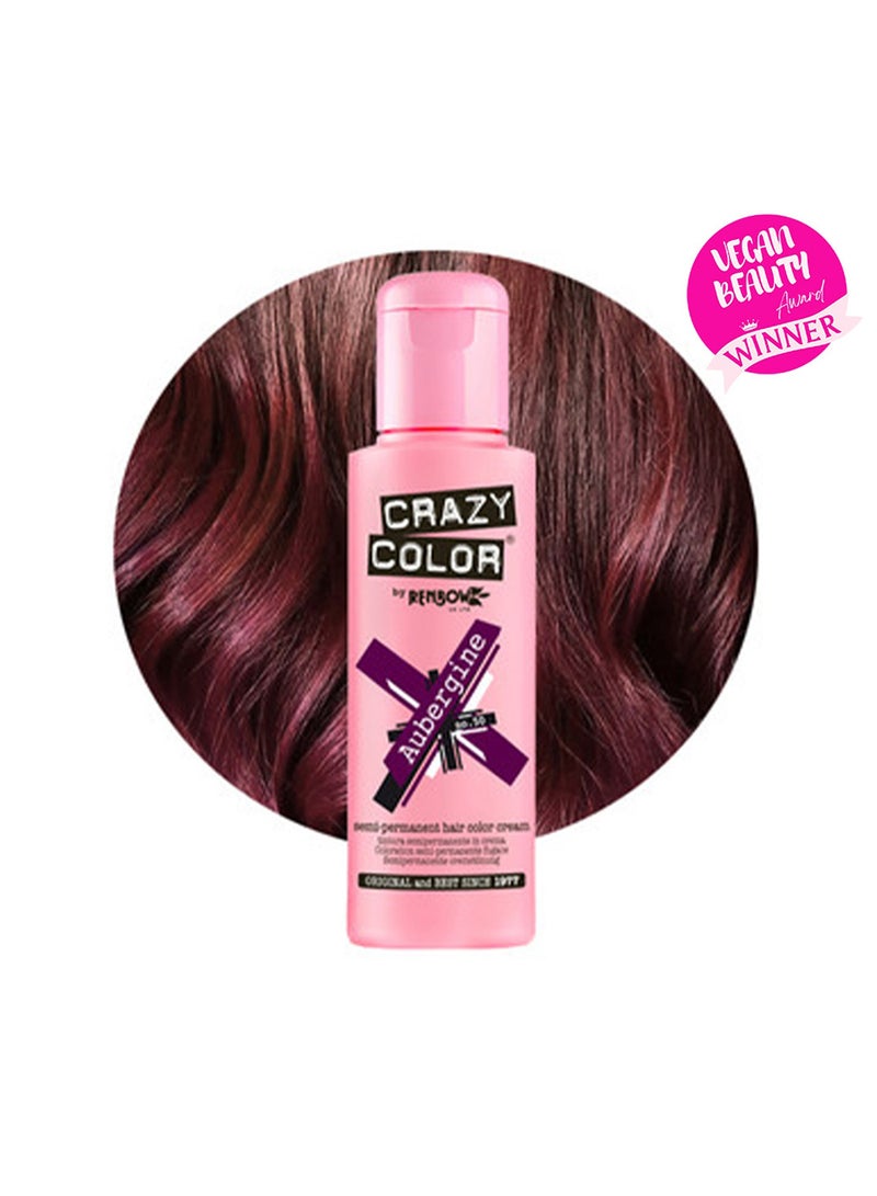 Crazy Color Semi Permanent Hair Color Creme Aubergine 100ml - Image 1