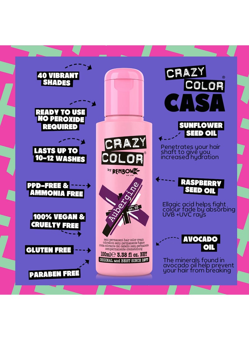 Crazy Color Semi Permanent Hair Color Creme Aubergine 100ml - Image 5