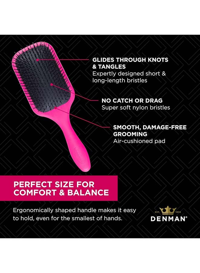 DENMAN - Tangle Tamer Ultra Pink, Detangling Paddle Brush For Curly Hair And Black Natural Hair, D90L Black/Pink - Image 1