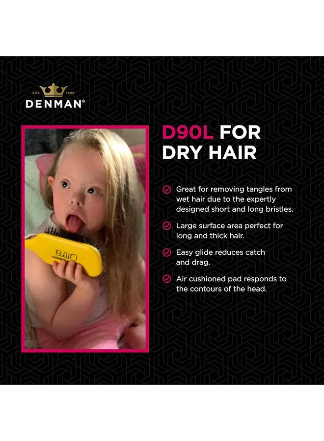 DENMAN - Tangle Tamer Ultra Pink, Detangling Paddle Brush For Curly Hair And Black Natural Hair, D90L Black/Pink - Image 1