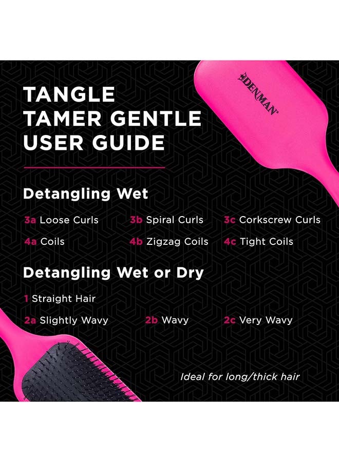 DENMAN - Tangle Tamer Ultra Pink, Detangling Paddle Brush For Curly Hair And Black Natural Hair, D90L Black/Pink - Image 1