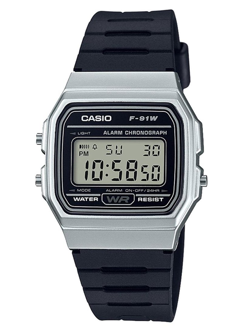 كاسيو ساعة يد رقمية مقاومة للماء طراز F-91WM-1BEF - 35 مم - لون أسود للرجال - Image 1