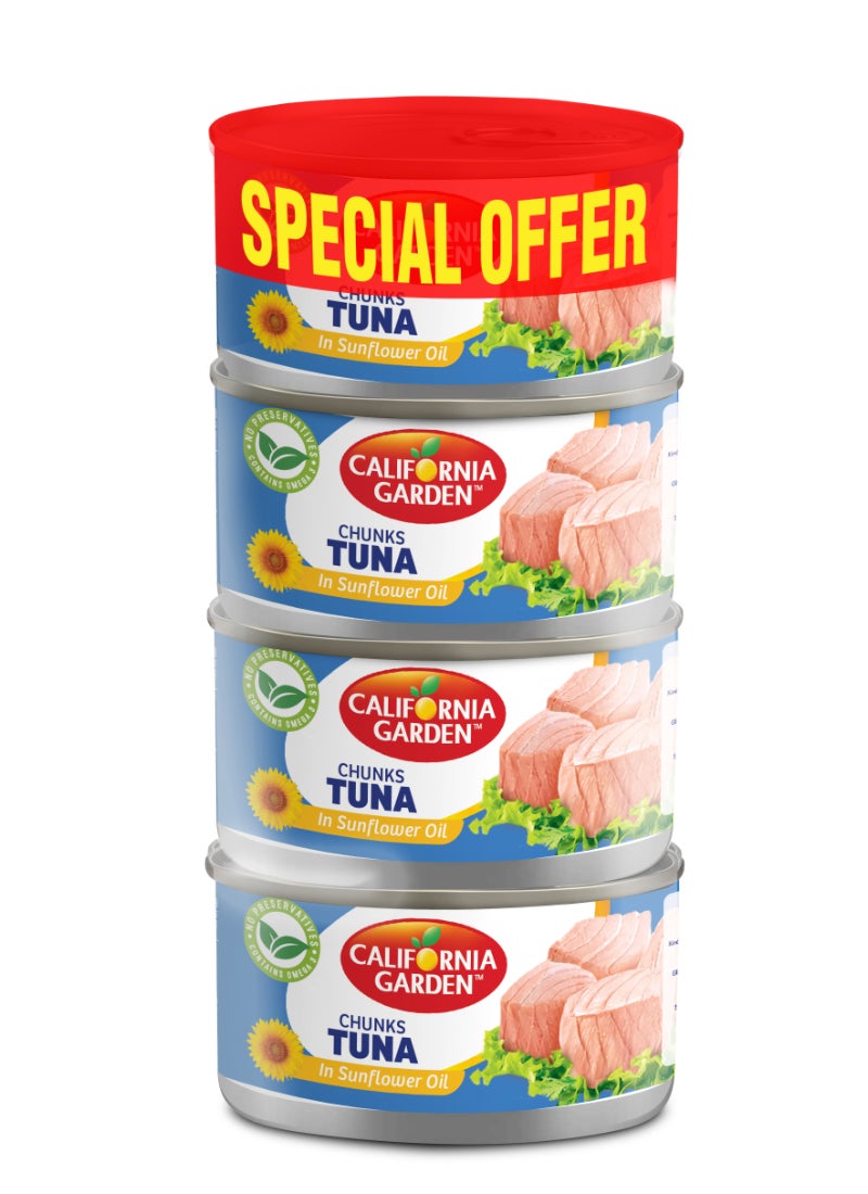 California Garden Light Canned Tuna Chunks In Sunflower Oil 170grams Pack of 4 - Image 1