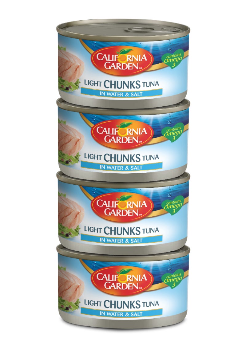 California Garden Light Canned Tuna Chunks In Water And Salt With Brine 170grams Pack of 4 - Image 1
