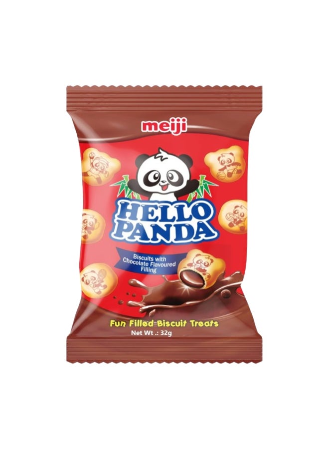 Hello Panda Chocolate Filled Biscuits Fun Crunchy Snack with Creamy Chocolate Filling-32g 32grams - Image 1