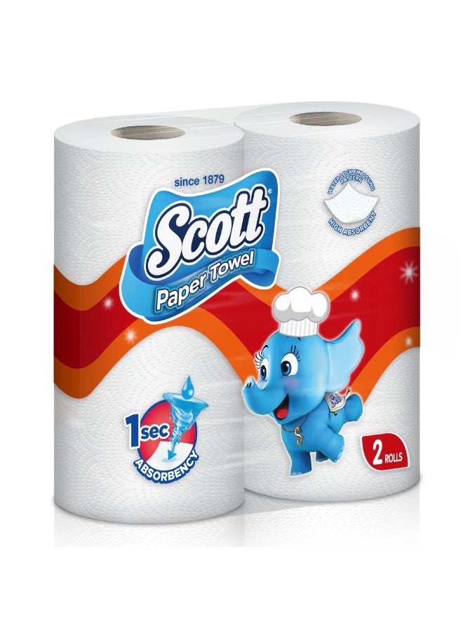 Scott Kitchen Towel, 60 Sheets White 2 Rolls 