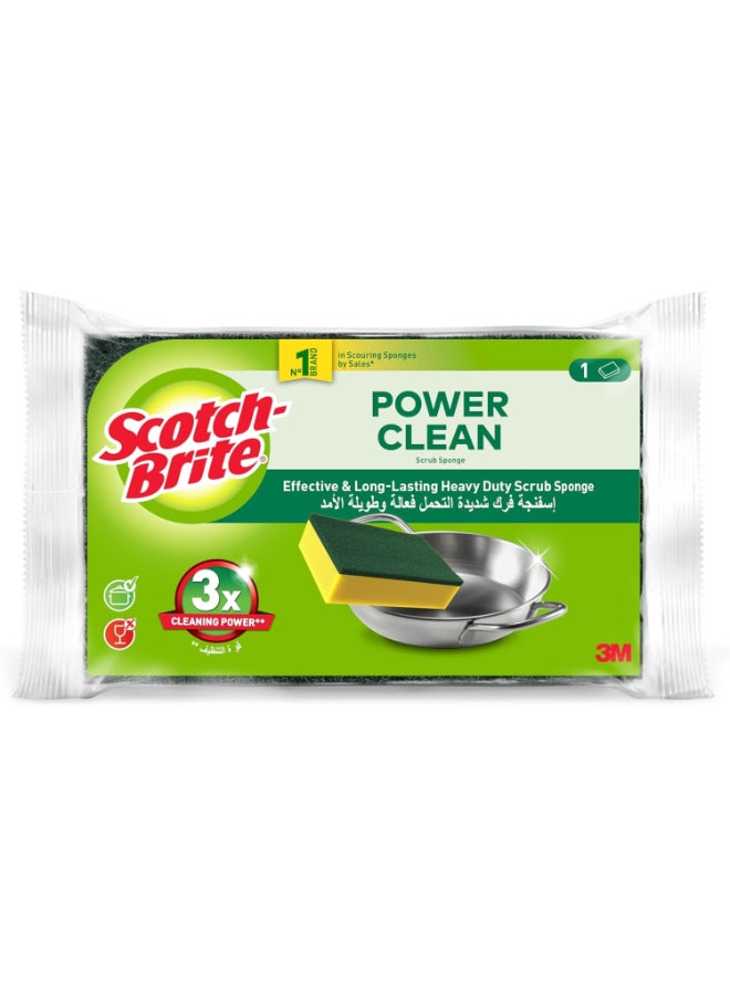 Scotch Brite Heavy Duty Classic Flat Laminate Scrub Sponge, 1 unit/pack | Kitchen sponge | Dish sponge | Scrub | General Purpose Cleaning | Food Safe | Non-Rusting | Kitchen, Garage, Outdoor Yellow/Green - Image 1