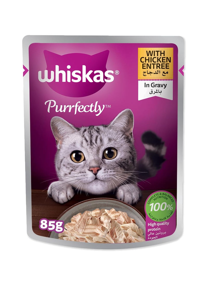 Whiskas Purrfectly Chicken Entree Wet Cat Food Pouch 85grams - Image 1