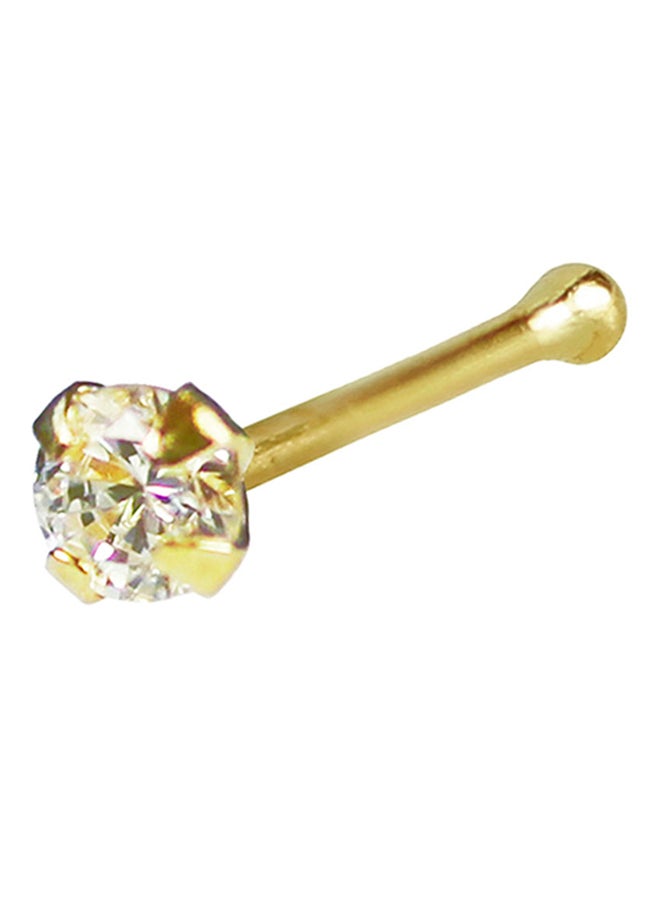 Golden Choice 14K Solid Gold 2.5mm Clear CZ Bone Nose Stud - Image 1