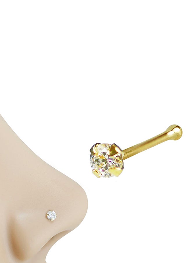 Golden Choice 14K Solid Gold 2.5mm Clear CZ Bone Nose Stud - Image 2