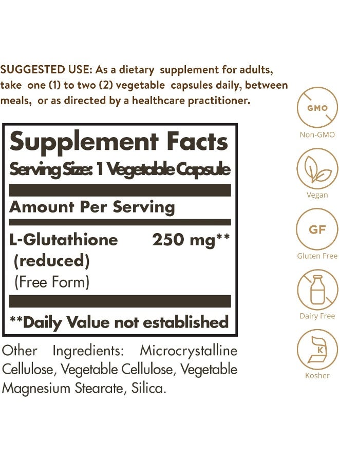 Solgar Reduced L-Glutathione, 250 mg, 60 Vegetable Capsules Packaging May Vary - Image 5
