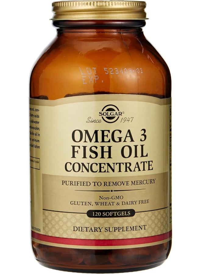 Solgar Omega-3 Fish Oil Concentrate, 120 Softgels Packaging May Vary - Image 1