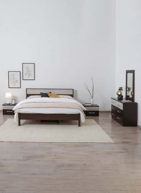King Size | Miami Bed | Particle Board | Sturdy And Durable | 209 L x 100 H x 191 W Brown 180_x_200 cm