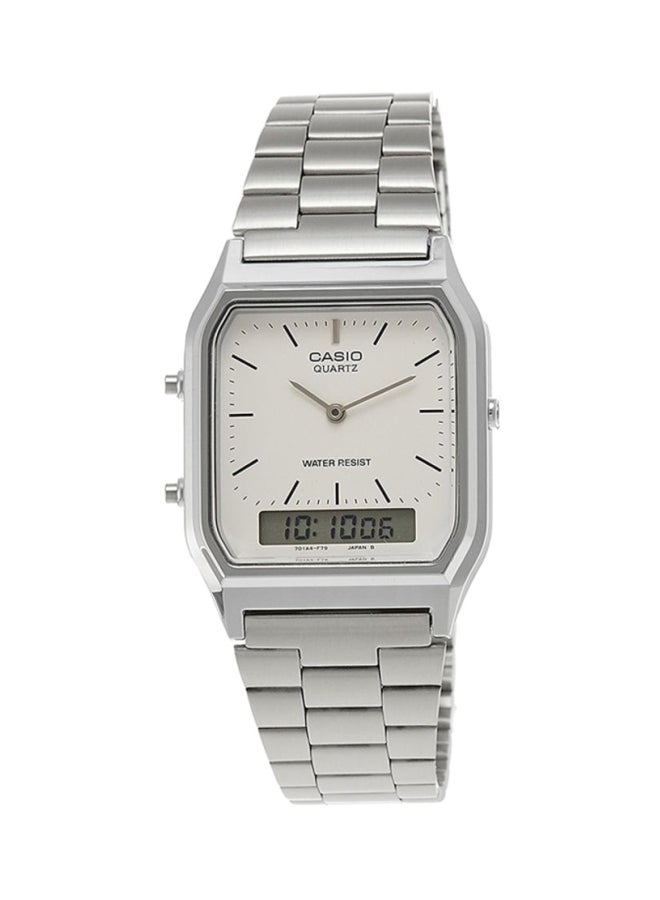 CASIO Men's Vintage Water Resistant Analog & Digital Watch AQ-230A-7DMQ - 30 mm - Silver - Image 1