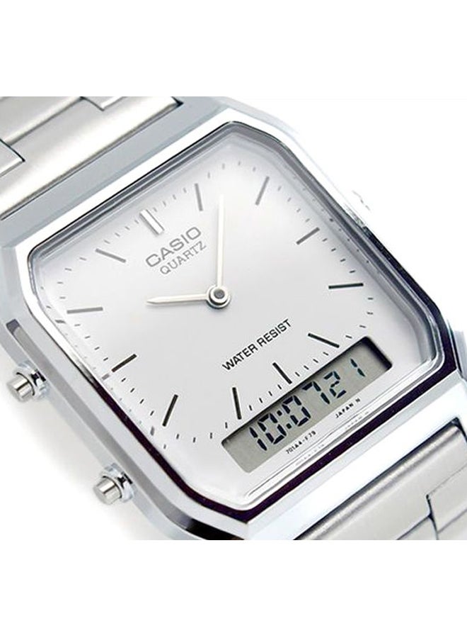 CASIO Men's Vintage Water Resistant Analog & Digital Watch AQ-230A-7DMQ - 30 mm - Silver - Image 3
