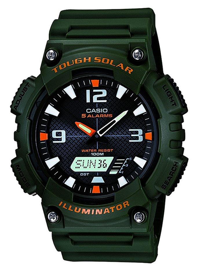 كاسيو ساعة يد بعقارب وسوار من السيليكون طراز AQ-S810W-3AVDF - 47 مم - لون أخضر للرجال - Image 1