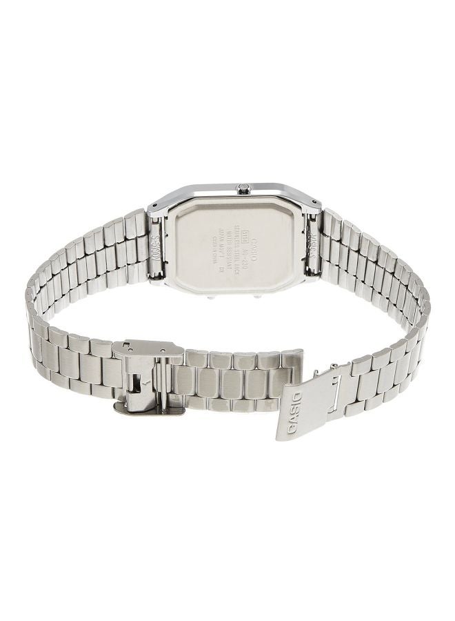 كاسيو ساعة يد رقمية وبعقارب بسوار من الإستانلس ستيل طراز AQ-230A-7DMQYES - 28 ملم - فضي للرجال - Image 2